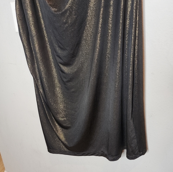 NWT Avenue Gold Metallic Black Stretchy Sleeveless Drape Neck Dress Sz 26/28 4X - Picture 12 of 14
